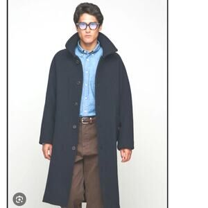 NWT Gap Mens wool blend Raglan coat Navy L Tall Button down Preppy sophisticated